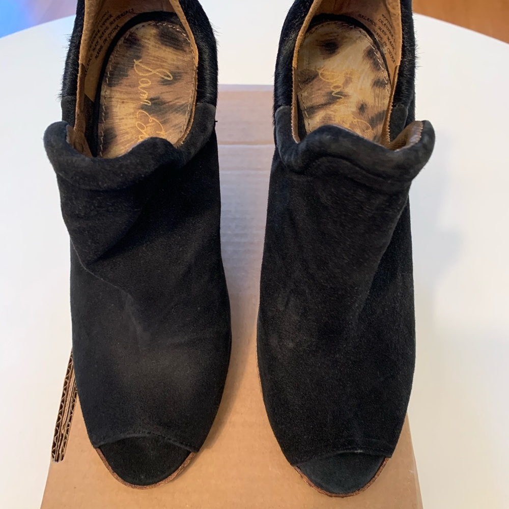 Sam Edelman Suede Calf Hair Wedge Booties